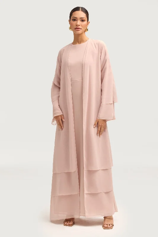 Sustainable Women's Apparel Hawa Chiffon Abaya - Jasmine Pink