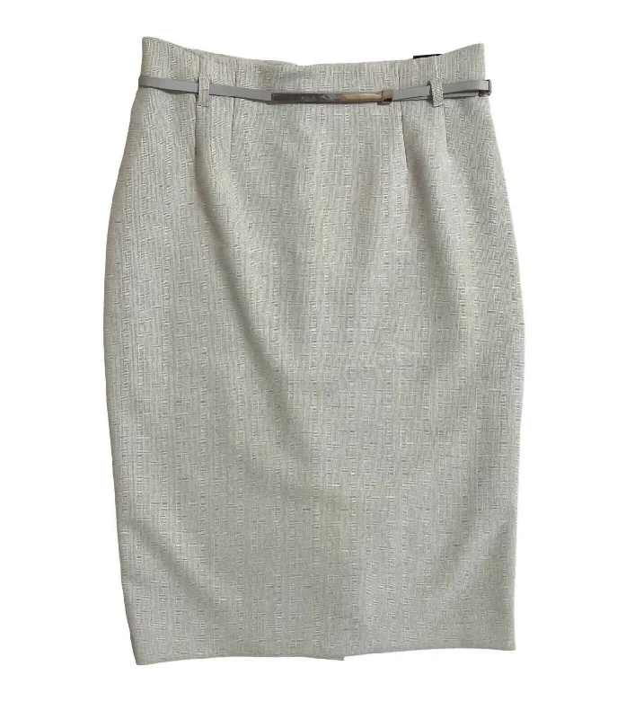 Women's Comfortable Apparel Women's Belted Signature Pencil Skirt In Gray