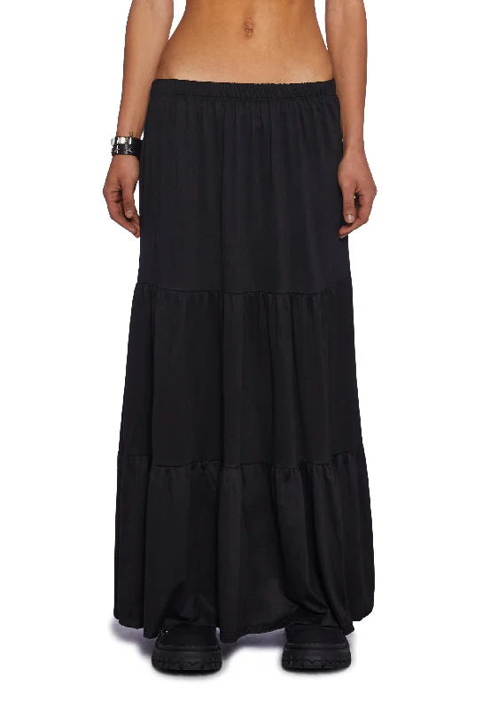 Women's Clothing With Trendy Designs Y2K Beats Maxi Skirt - Black