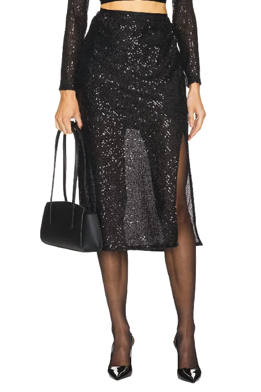 Women's Vacation Garments Sequin Skirt In Black