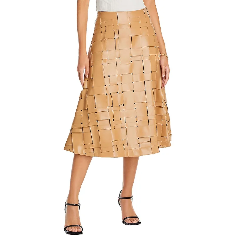 Affordable Women's Garments Womens Vegan Leather Midi Midi Skirt