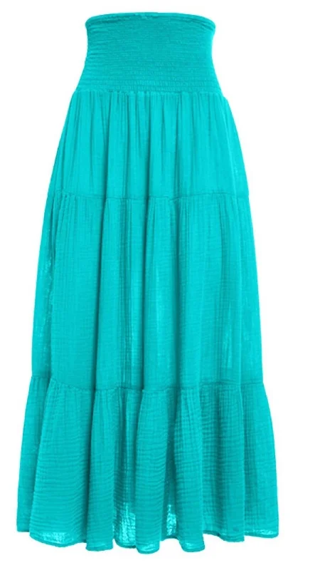 Modern Women's Attire Smock Maxi Skirt In Emerald Bay