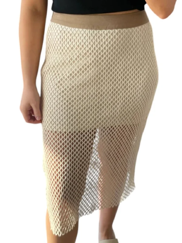 Affordable Luxury Women's Garments Net Midi Skirt In Natural