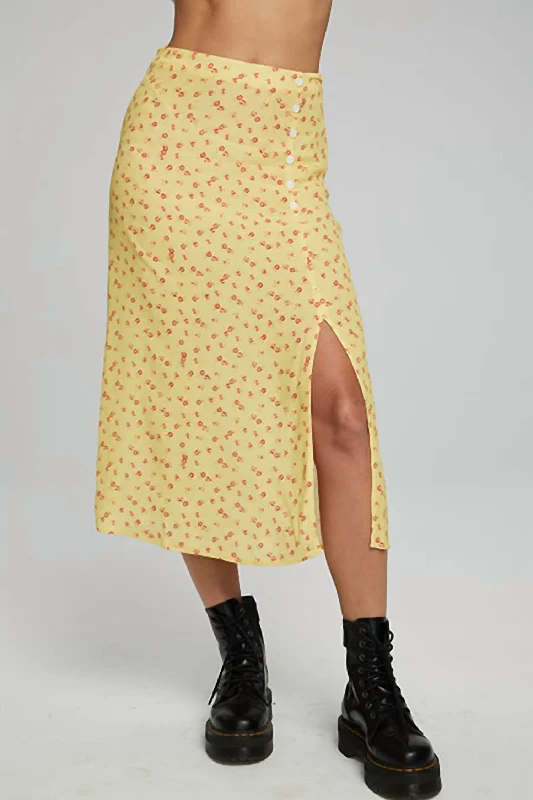 Women's Floral Print Outfit Buttercup Ditsy Skirt In Yellow