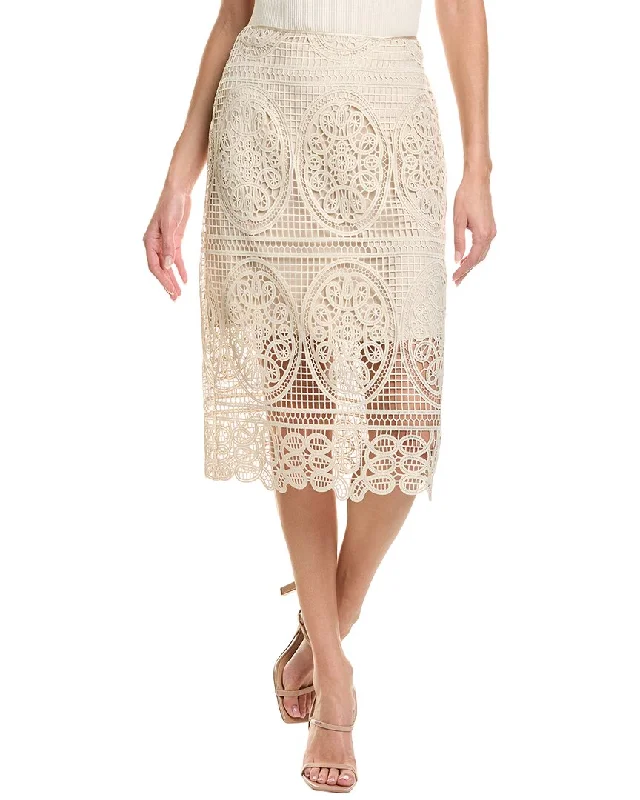 Women's Cozy Clothes Elie Tahari Silk-Trim Lace Skirt