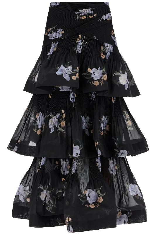 Women's Casual Attire Zimmermann Women's Pleated Ruffle Skirt With Floral Print