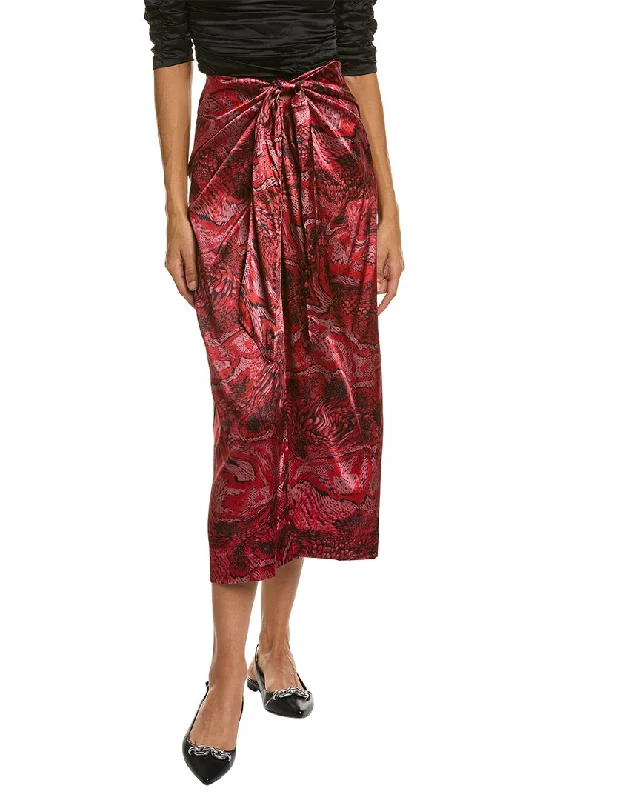 Women's Comfortable Lounge Garments GANNI Satin Silk-Blend Midi Skirt