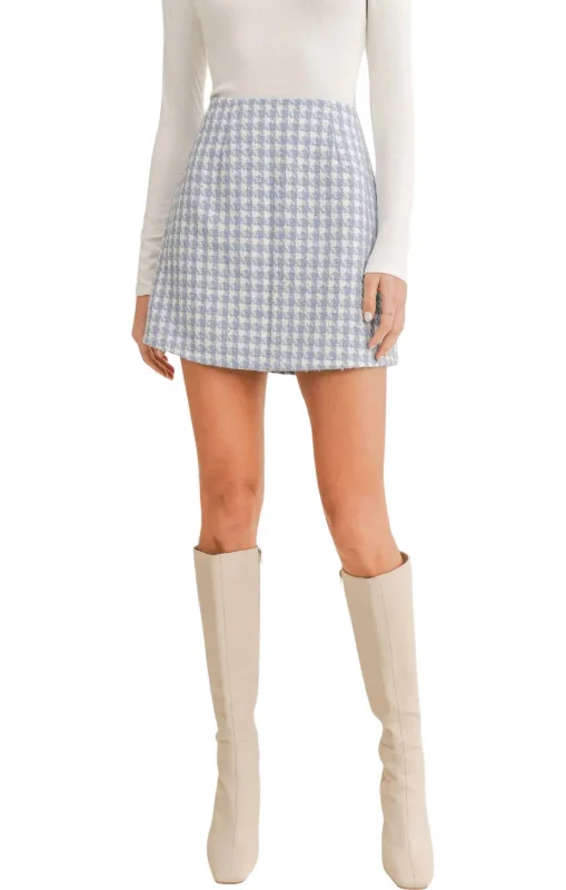 Vintage Clothing For Women Mila Houndstooth Mini Skirt In Sky