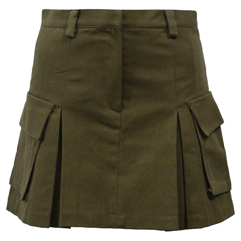 Comfortable Lounge Clothing The Frankie Shop Audrey Pleated Mini Skirt in Green Cotton