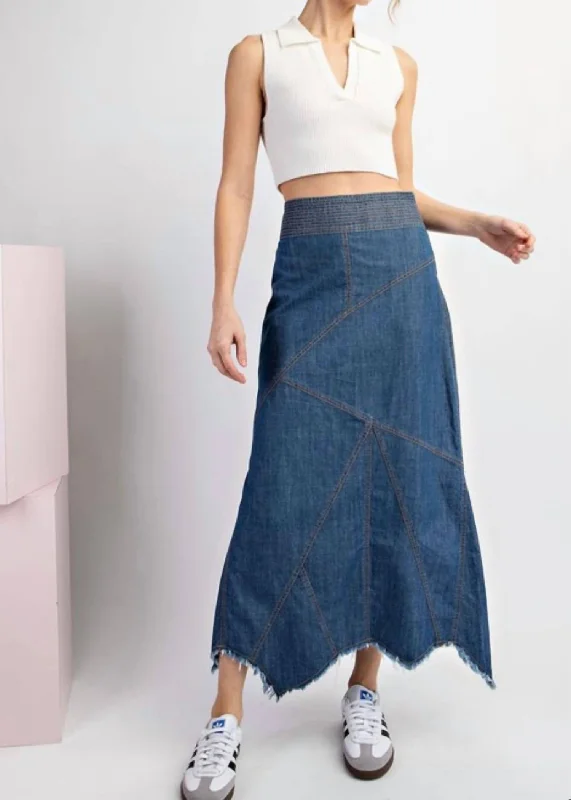 Women's Comfy Attire For Lounging Mineral Washed A-Line Skirt In Denim