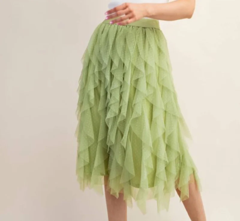 Women's High-Fashion Apparel Tulle Skirt In Lime