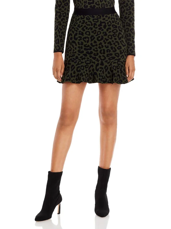 Women's Functional Outdoor Garments Womens Animal Print Jacquard Mini Skirt