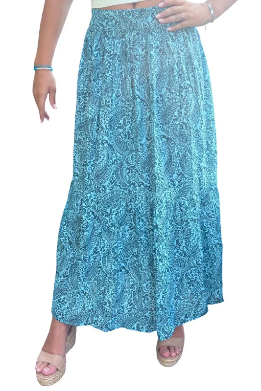 Women's Outerwear Apparel Willow Maxi Skirt In Blue Paisley