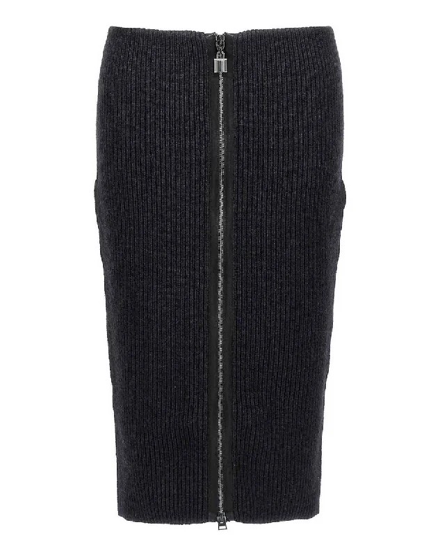 Women's Transitional Apparel Tom Ford Womens Knitted Skirt In Black