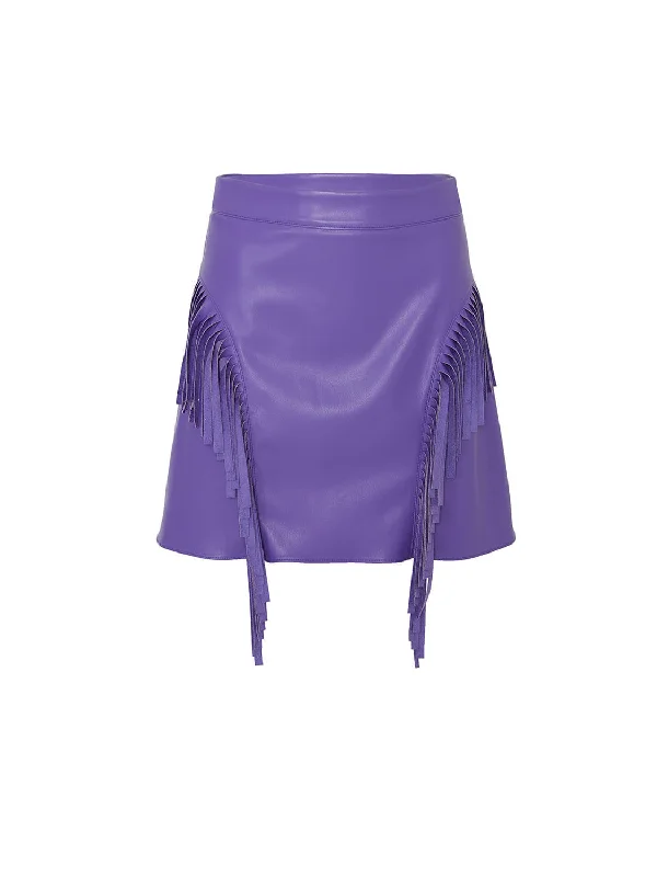 Women's Clothing With Trendy Designs Fringe Faux Suede Mini Skirt