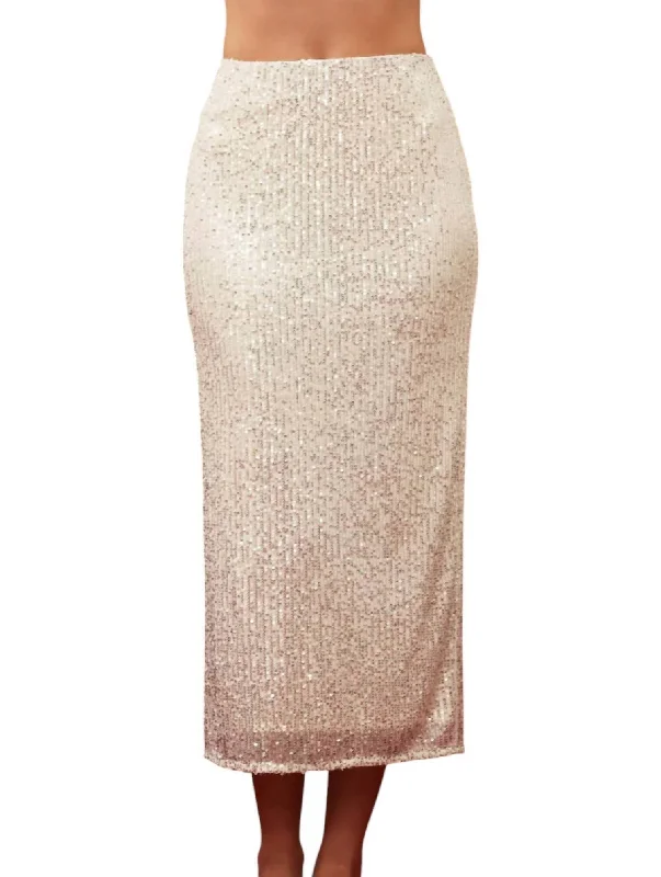 Women's Fashion-Forward Apparel Sequin Midi Skirt In Silver