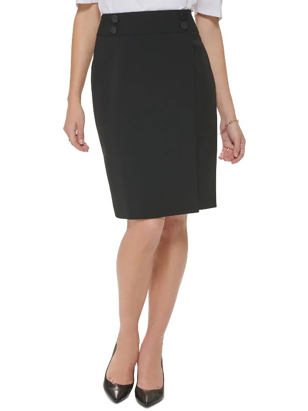 Women's High-Fashion Outfit Womens Faux Wrap Above Knee Pencil Skirt