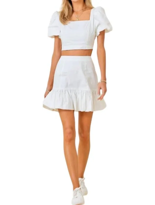 Women's Plus-Size Clothes Ruffle Hem Skirt In White