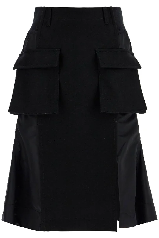 Women's Chic Outfit Sacai Women's 'Hybrid Nylon And Wool Skirt'