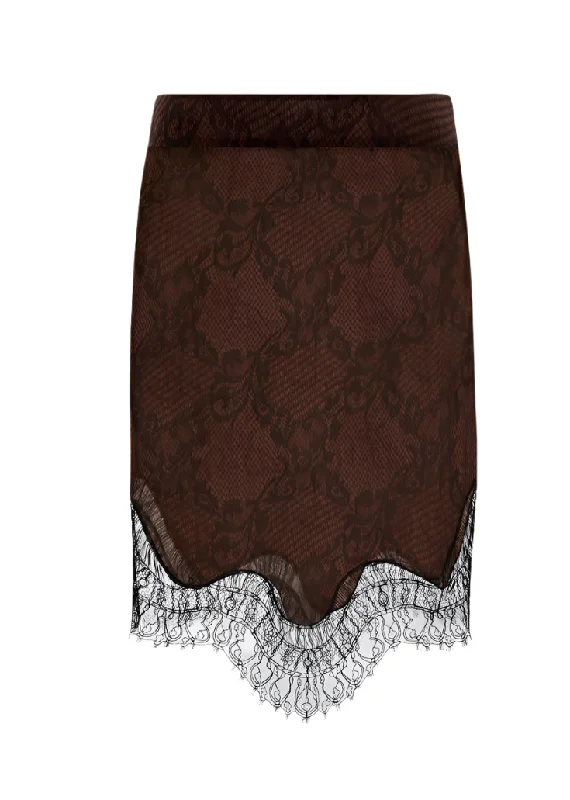 Women's Versatile Apparel Tom Ford Womens Ramage Tatto Lace Evening Skirt In Brown