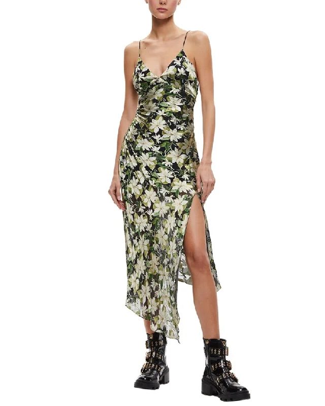 Women's Chic Outfit alice + olivia Shawna Silk-Blend Slip Dress