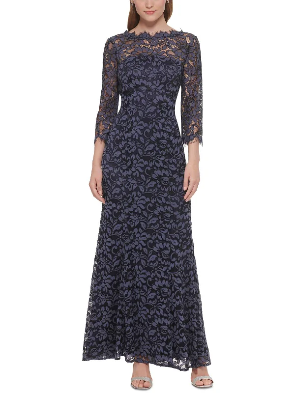 Women's Layered Outfit Womens Lace Long Evening Dress