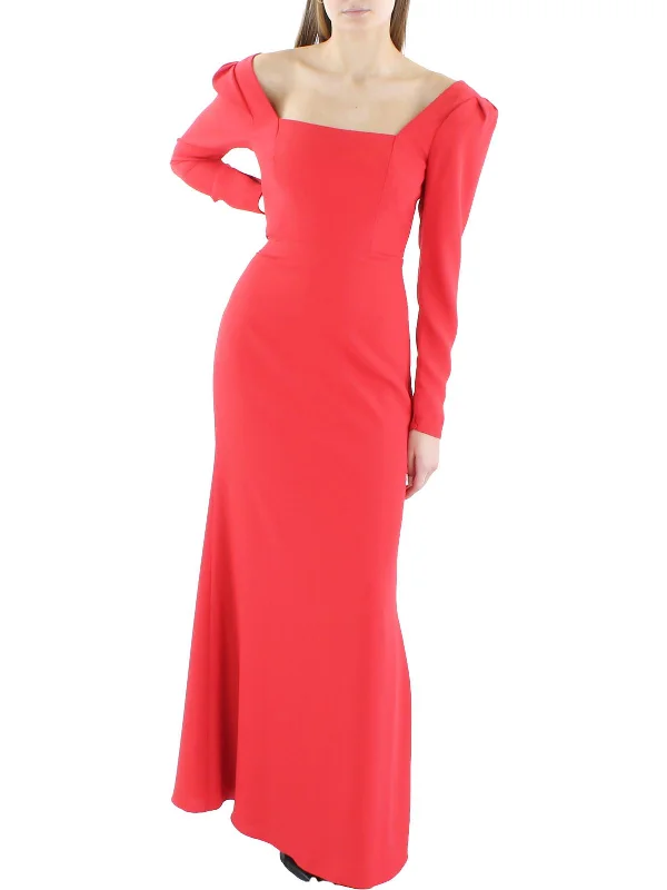 Women's Resort Attire Womens Square Neck Open Back Evening Dress